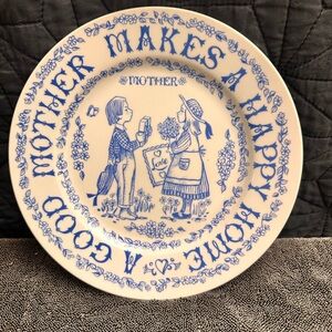 MOTHER Blue and White Decorative Plate